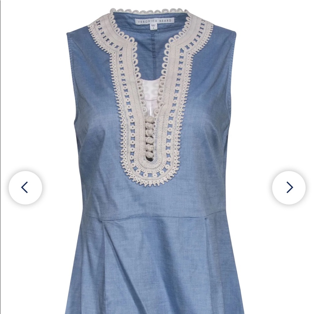 VERONICA BEARD Sleeveless pale blue peplum with cream embroidery - sz 4